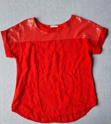 Lungo L'arno Ladies Red Linen Top Size L Made In Italy  • $30