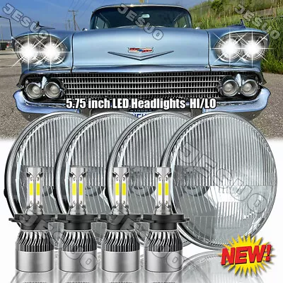 Fit Chevy Impala El Camino 4Pcs 5.75  5 3/4  LED Headlights Hi-Lo Sealed Beam • $123.99