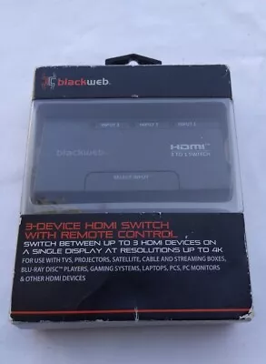 Blackweb 3-Port HDMI Switch With Remote (BWA18AV019-BWA18AV008C) - NEW™ • $18