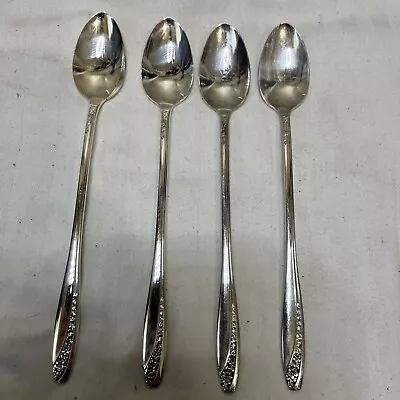 4 Iced Tea Spoons 7.75  WM ROGERS REINFORCED SILVER PLATE AA STARLIGHT 1953 IS • $9.99