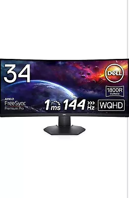 Dell S3422DWG 34 Inch WQHD (3440x1440) Curved Gaming Monitor - READ DESCRIPTION • £1