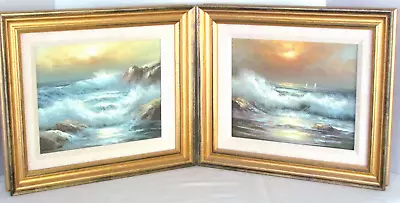 MONTEREY SEASCAPE ORIGINAL OIL PAINTINGS BY LOCAL ARTIST STEVENS EARLY '80s • $149