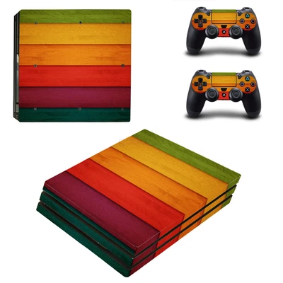 $20.48 • Buy Wood Grain Protective Skin Sticker For PS4 PRO Gaming Console+2 Controller