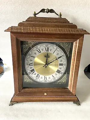 Vtg Quartz  Bulova Chime Wood Case Mantle Clock On 1/2 & On Hour  Runs   B1882 • $33