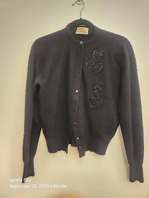 $49.95 • Buy Classic Vintage Women's Dalton Black 100% Virgin Cashmere Cardigan Sweater S/M