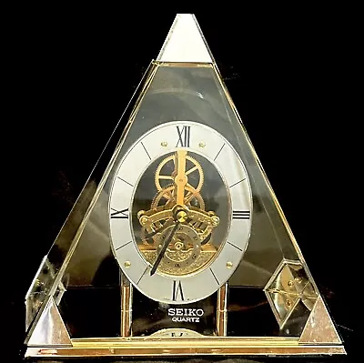 VTG SEIKO Skeleton PYRAMID TRIANGLE Quartz Desk Clock Translucent Cover • $39.99