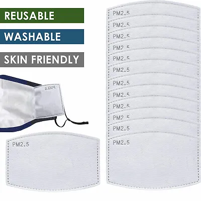 1-20 PM2.5 Filter For Washable Reusable Face Mask 5 Layers With Activated Carbon • £3.89