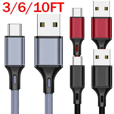 3/6/10Feet Braided USB C Type-C Fast Charging Data SYNC Charger Cable Cord • $7.99