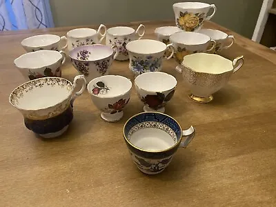 Lot Of 15 Unique Vintage English Bone China Tea Cups Assorted Tea Party • $79.51