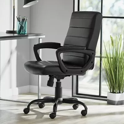 Leather Mid-Back Office Desk Chair Executive Ergonomic Adjustable Height Chairs • $127.50