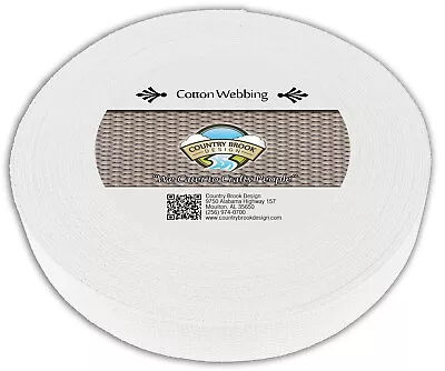 Country Brook Design® 1 1/2 Inch White Heavy Cotton Webbing 50 Yards • $103