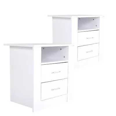 2X Bedside Tables Side Storage Cabinet Nightstand Bedroom 2 Drawer 1 Shelf ZURI  • $159