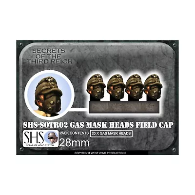 West Wind Secrets Reich Heads 28mm German Gas Mask Heads In Field Caps Pack New • $21.21