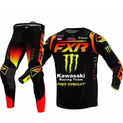 FXR Revo Monster Kawasaki Team MX Gear Jersey/Pants Combo Motocross Racing Set • $158.99