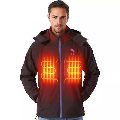 Mens Electric USB Heated Jacket With 96000mAh Battery Hooded 4-Zone Heating Coat • $39.99