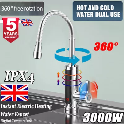 LED Electric Heating Tap Kitchen Bathroom Fast Instant Hot Water Heater Faucet # • £19.89