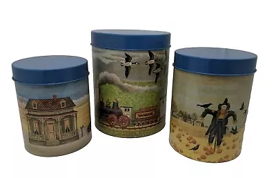 Lowell Herrero 3 Tin Canisters Country Kitchen Vandor Japan 1983 Vintage RARE • $19.95