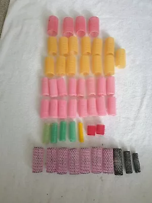 50 Vintage Plastic Mesh And Hair Curlers Style Brush Rollers Self Holding  • $14.95