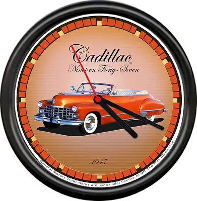 Licensed 1947 Cadillac Convertible Vintage Auto General Motors Sign Wall Clock • $26.95