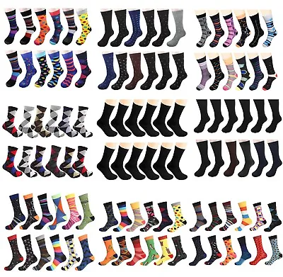 Gelante Men's Dress Socks Funky Fashion Casual Cotton 12 Pairs Size 10-13 • $18.95