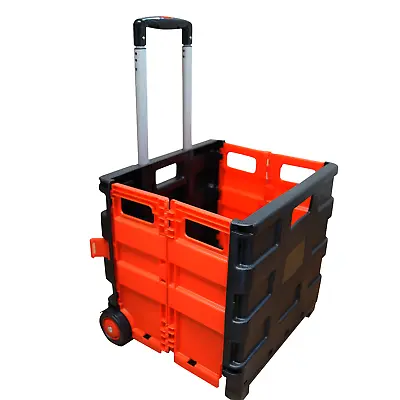 £17.69 • Buy Folding Boot Cart Shopping Trolley Fold Up Storage Box Wheels Crate Foldable