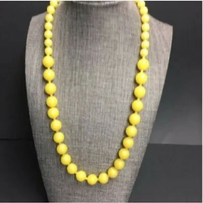 VTG Pop Bead Necklace Yellow Dual Size Adjustable Retro • $36