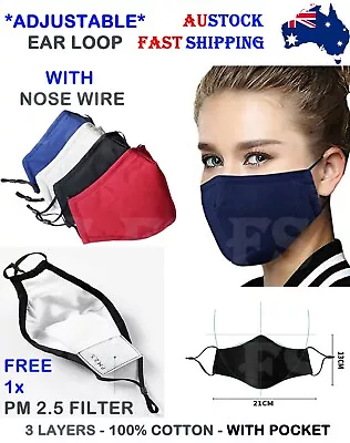 Cotton Mask Washable Face Mask Anti Pollution Reusable Respirator Pm 2.5 Filter • $9.65