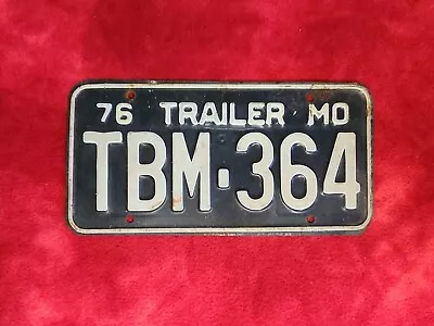 Missouri 1976 Trailer Vintage License Plate Black & White TBM-364 • $7.61