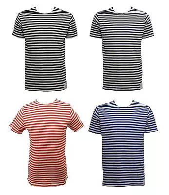 £11.99 • Buy Sailor Top Russian Telnyashka Navy Black Red Striped Short Sleeve T Shirt Outfit