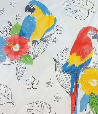 $15.18 • Buy Assorted Sizes Vinyl Flannel Back Summer Fun Tropical Birds Tablecloths Elrene 