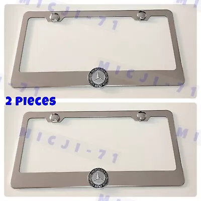 X2 3D Mercedes Benz Emblem Stainless Steel License Plate Frame Holder Tag • $37.99