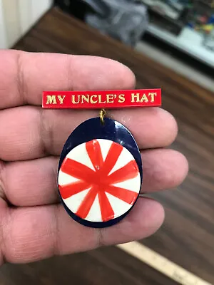 Vintage Celluloid My Uncles Hat Pin Uncle Sam • $20