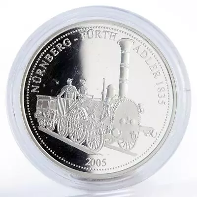 Togo 1000 Francs 170th Anniversary German Railroad Adler Proof Silver Coin 2005 • $69.33