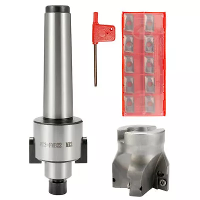 CNC Machine Tool MT3-FMB22 M12 Holder Face Mill Arbor Tools Kit Carbide Insets • $54.99