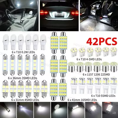 42pc Light Bulbs Car Interior White Combo LED Map Dome Door Trunk License Plate • $3.69