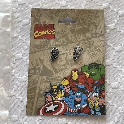 MARVEL COMICS Spider-Man Head Stud Earrings In Silvertone • $9.88