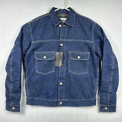 Buck Mason Men's Denim Jacket Indigo Blue Blanket Lined Trucker Jacket Small NWT • $138.95