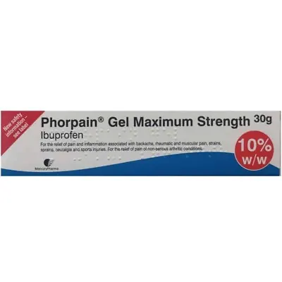 Ibuprofen 10% Anti Inflammatory Sprains Pain Relief Gel 30g UK Pharmacy • £5.98