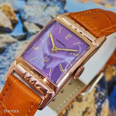 Vintage 1940 Mans Longines Warren Purple Dial Hand Wind Serviced W/ WARRANTY • $395