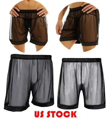 US Men's Sheer Mesh See-Through Loose Boxer Shorts Swim Trunks Underwear Shorts • $4.01