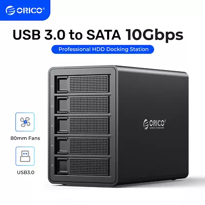 ORICO 2/4/5 Bay Hard Drive Enclosure USB 3.0 To SATA 80TB For 2.5/3.5in HDD SSDs • $179.99