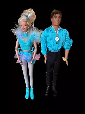 Nagano 1998 Olympic USA Skater Barbie & Ken Mattel Poseable Dolls 18726 Vintage • $22