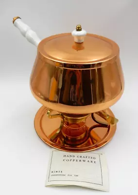 Vintage Handcrafted Copper Fondue Pot Set With Copper Tray & Fondue Burner Stand • $44.95