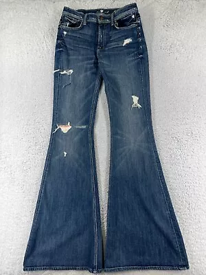 7 For All Mankind Pants Women 28 Blue Denim Jeans Bell Bottom Flared Distressed • $28.04