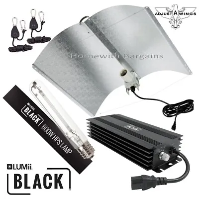 £109.85 • Buy 600w LUMii BLACK Digital Ballast Grow Light Kit ADJUST A WING Reflector HPS Lamp