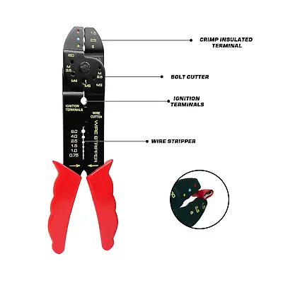 20Cm WIRE CRIMPING STRIPPING CABLE CUTTING PLIER ELECTRIC QUALITY Terminal TOOL • £5.99