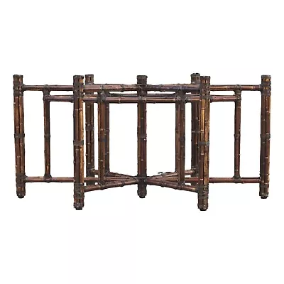 Authentic McGuire Natural Bamboo Rattan Rawhide Dining Table Base Organic Modern • $5995