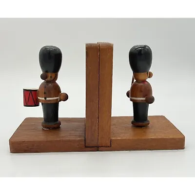 Hand Made Wooden Little Soldier Bookends Made In Japan • $33