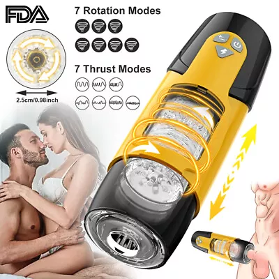 Male Masturbaters Automatic HandsFree Rotating Cup Thrusting Stroker Men Sex Toy • $36.99