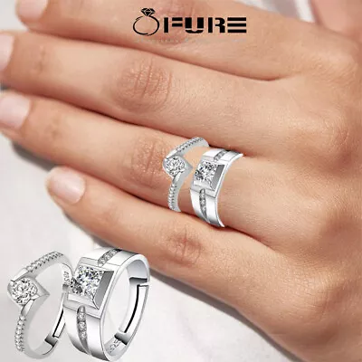 Cute Couple Rings 925 Sterling Silver Filled Wedding Promise Engagement Rings • £3.99